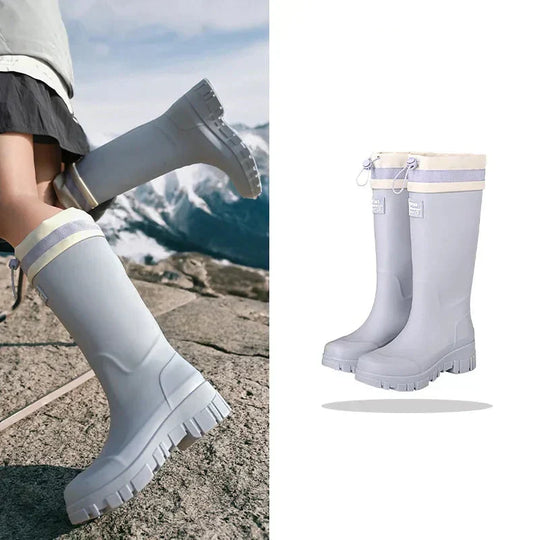 EB | Damen wasserdichte Retro-Look Gummistiefel mit rutschfester Sohle