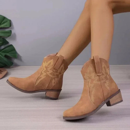 EB - PU niedriger Absatz rutschfeste Damen Cowboystiefel
