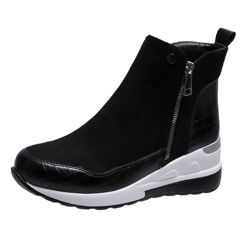 EB | Winter Wedge Schneestiefel mit Dicker Sohle Aus Baumwolle