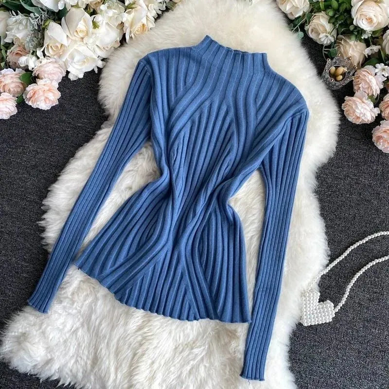 EB | Damen Strickpullover mit Rollkragen und Langen Ärmeln
