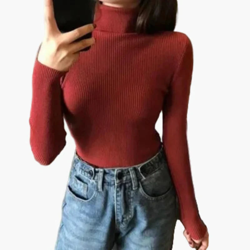 EB | Rollkragenpullover Gerippt Basic Langarm - Vielseitiger Herbst & Winter Look