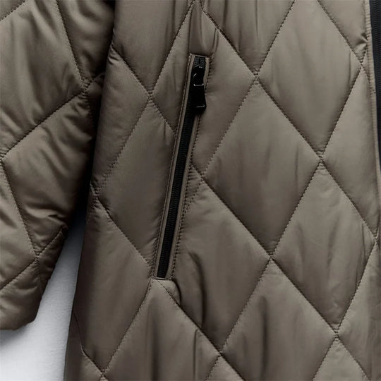 EB | Lässige Knielange Jacke mit Reißverschlussdetail