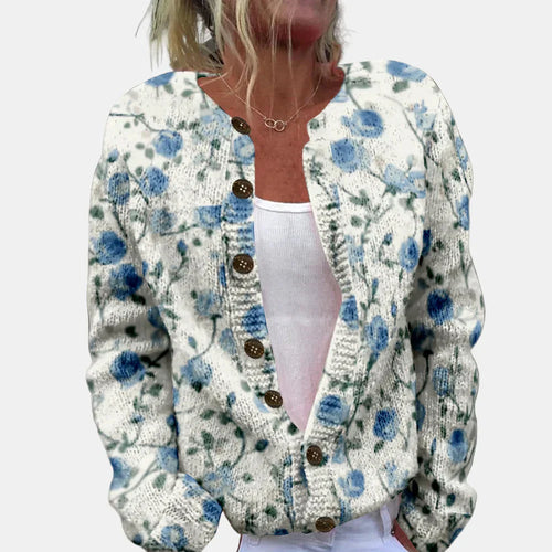 EB | Chic Blau Gedruckter Cardigan