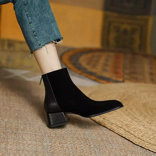 Bequeme Ankle Boots mit rutschfester Reißverschluss und runder Spitze EB