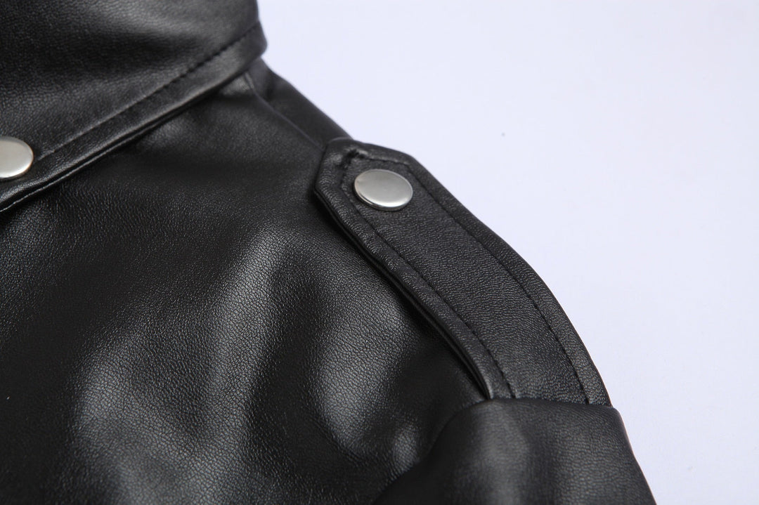 EB | Lederjacke für Herren Slim Fit Stehkragen Winddichte Motorradjacke