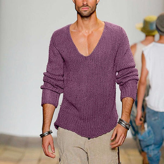 EB | Niedriges V-Ausschnitt Strickpullover