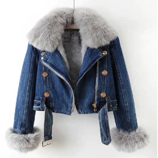 EB | Lässige Jeansjacke mit Fellkragen