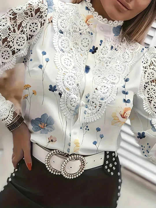 EB | Kragen Spitze Patchwork Bluse