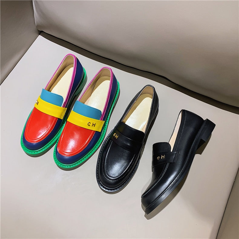 EB | Multi Color Block Echtes Leder Loafer