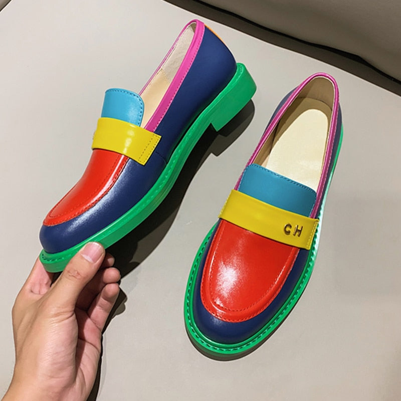 EB | Multi Color Block Echtes Leder Loafer