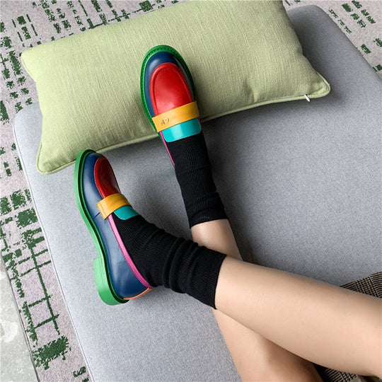 EB | Multi Color Block Echtes Leder Loafer