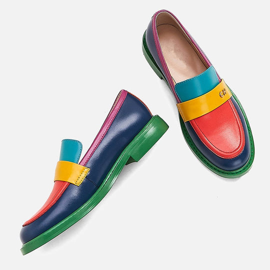EB | Multi Color Block Echtes Leder Loafer