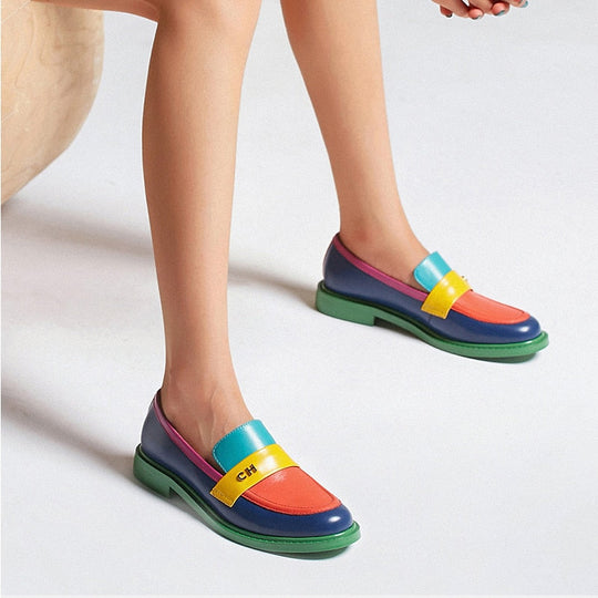 EB | Multi Color Block Echtes Leder Loafer