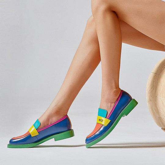 EB | Multi Color Block Echtes Leder Loafer
