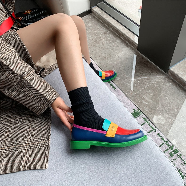 EB | Multi Color Block Echtes Leder Loafer