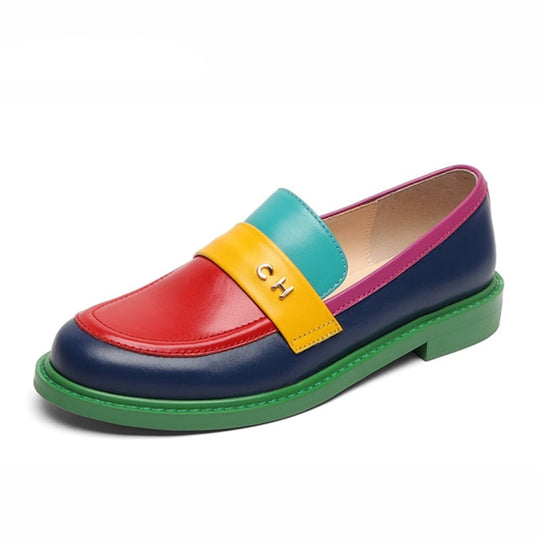 EB | Multi Color Block Echtes Leder Loafer