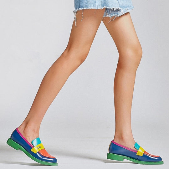 EB | Multi Color Block Echtes Leder Loafer