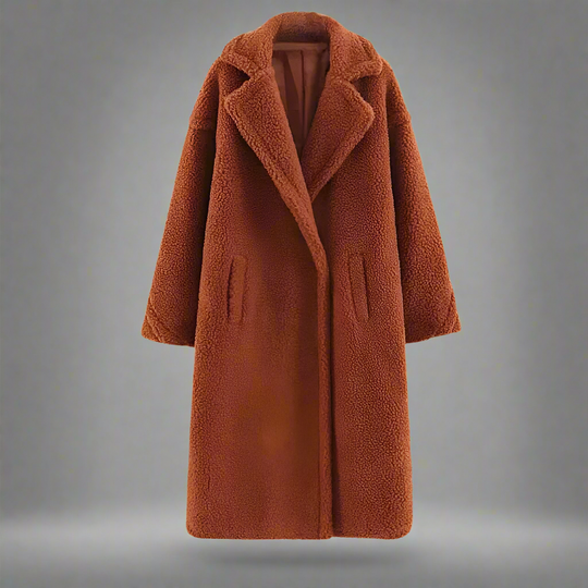 EB | Teddy Mantel Langer Faux Shearling Lässiger Schnitt Eleganter Reverskragen