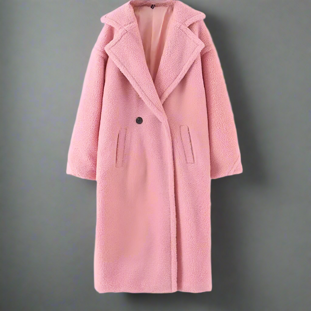 EB | Teddy Mantel Langer Faux Shearling Lässiger Schnitt Eleganter Reverskragen