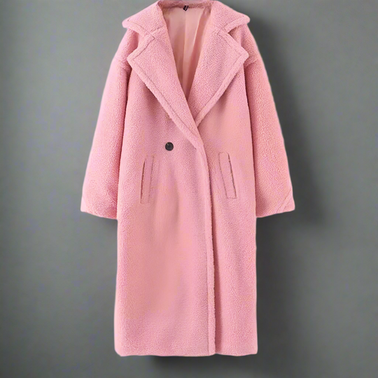 EB | Teddy Mantel Langer Faux Shearling Lässiger Schnitt Eleganter Reverskragen