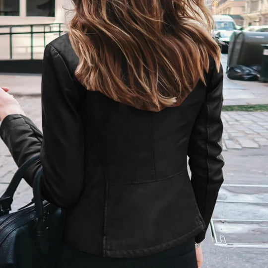 EB | Damen Lederjacke Mit Taillierter Passform