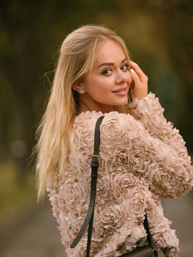 EB | Texturiertes Cropped Jacke mit langen Ärmeln