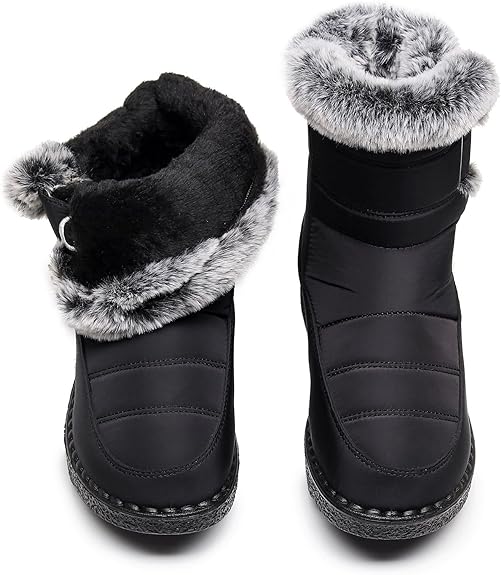 Schneestiefel | Warm | Zum Hineinschlüpfen | Mit Fell gefütterte Stiefel | Winterstiefel EB