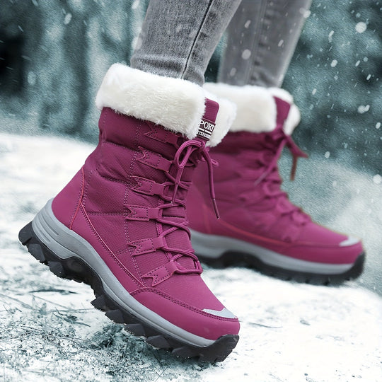 Schneestiefel | Mit Fell gefüttert | Schnürschuhe | Winterstiefel | Damenstiefel EB