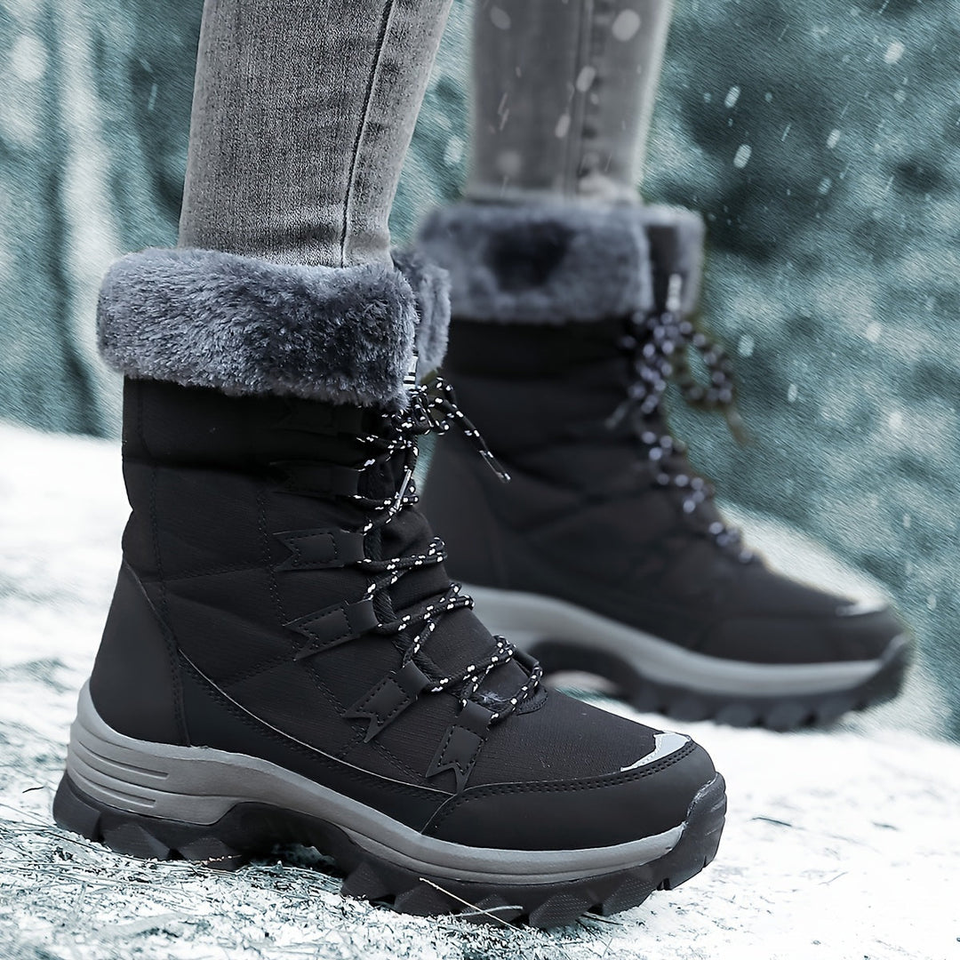 Schneestiefel | Mit Fell gefüttert | Schnürschuhe | Winterstiefel | Damenstiefel EB