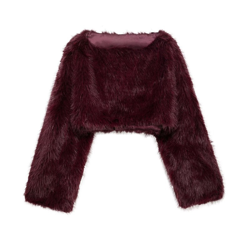 EB | Kunstfell Pullover mit Weiten Ärmeln für Damen