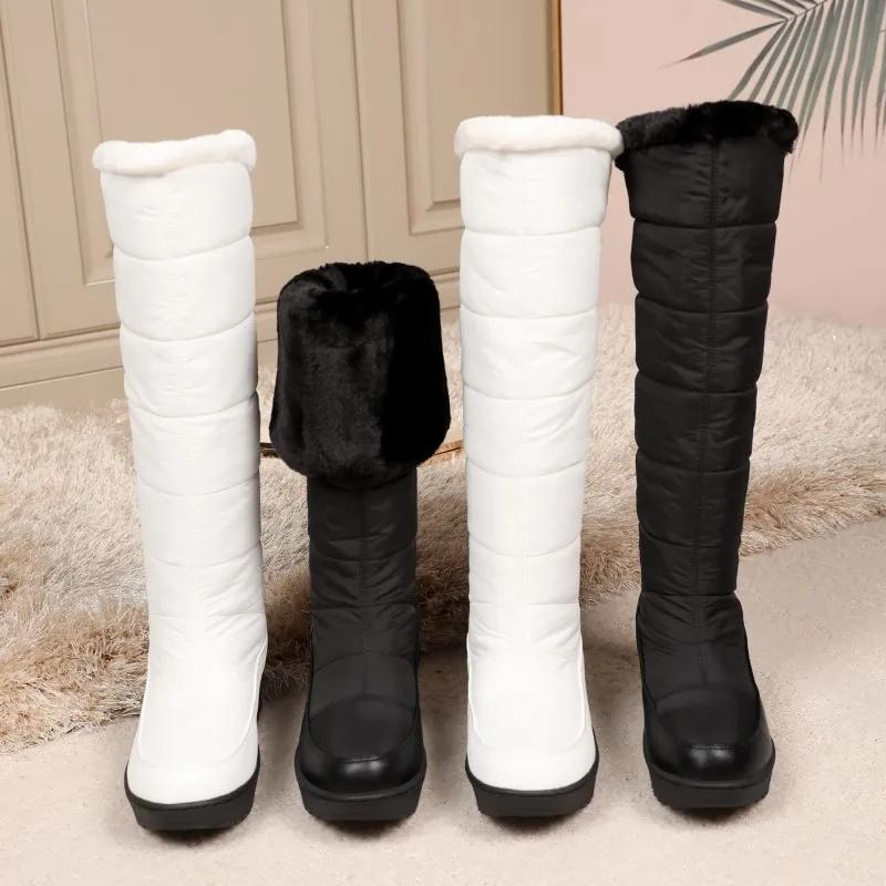 Warme rutschfeste aus Pelz gefütterte kniehohe Stiefel EB