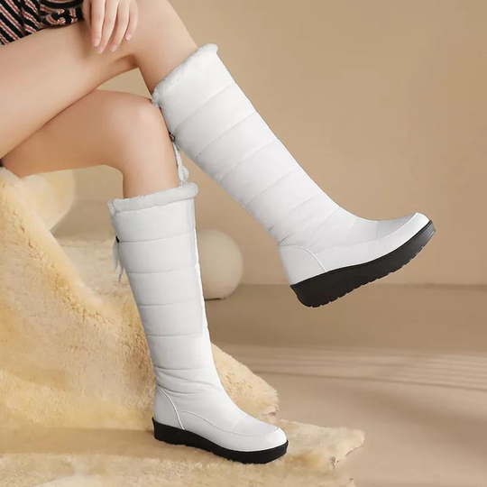 EB | Damen knielange Winterstiefel mit warmem Futter aus Fell
