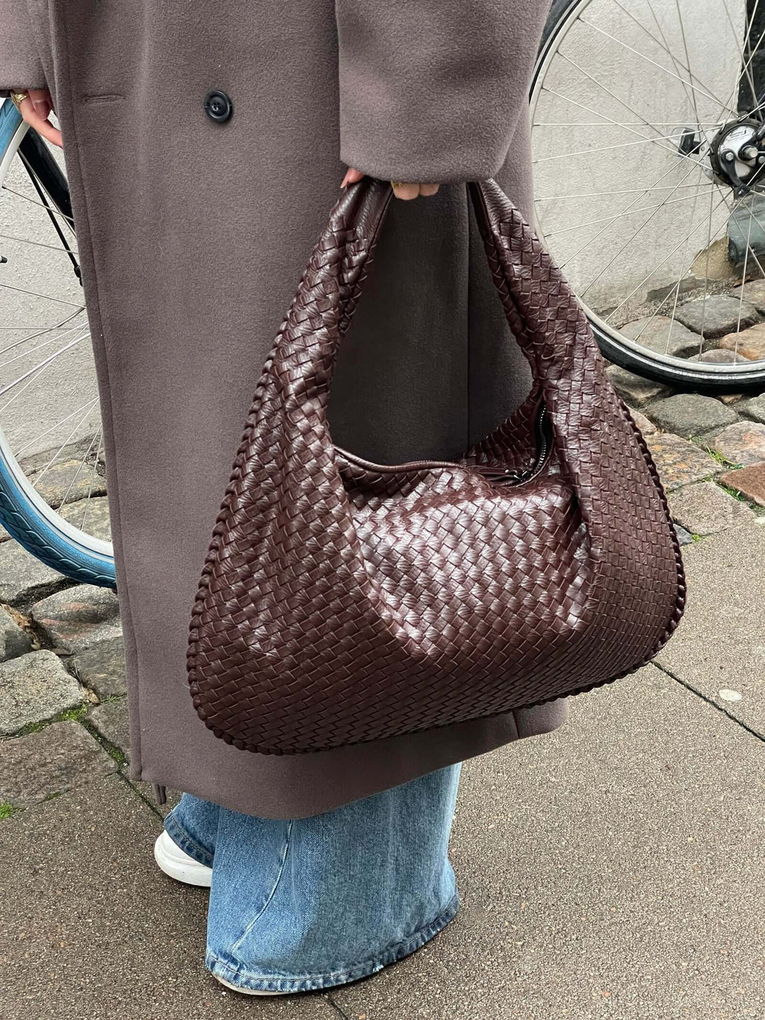 EB | Vintage Umhängetasche Damen Geflochtene Handtasche mit Reißverschluss Im Sale