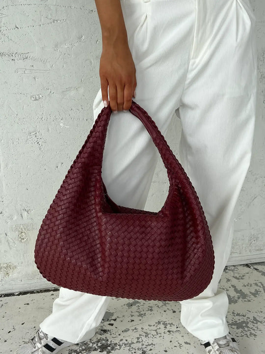 EB | Vintage Umhängetasche Damen Geflochtene Handtasche mit Reißverschluss Im Sale