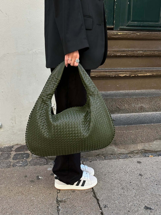 EB | Vintage Umhängetasche Damen Geflochtene Handtasche mit Reißverschluss Im Sale