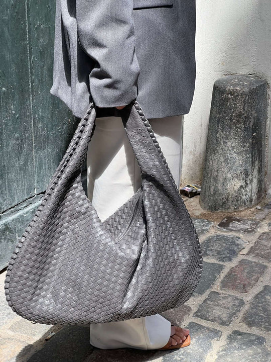 EB | Vintage Umhängetasche Damen Geflochtene Handtasche mit Reißverschluss Im Sale