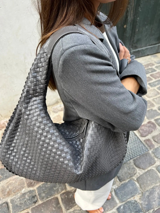 EB | Vintage Umhängetasche Damen Geflochtene Handtasche mit Reißverschluss Im Sale