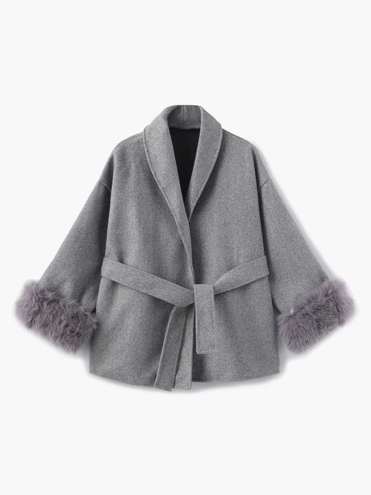 EB | Mantel mit Kunstfellbesatz Eleganter Winter Kurzmantel