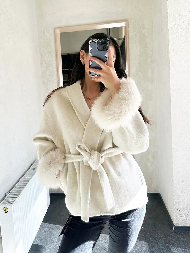 EB | Mantel mit Kunstfellbesatz Eleganter Winter Kurzmantel