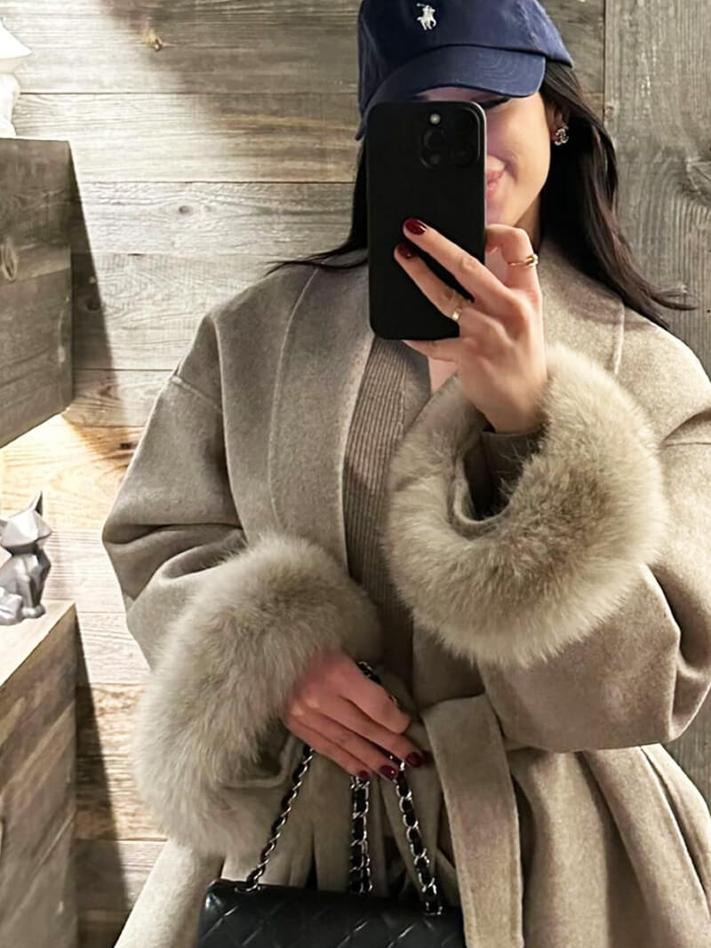 EB | Mantel mit Kunstfellbesatz Eleganter Winter Kurzmantel