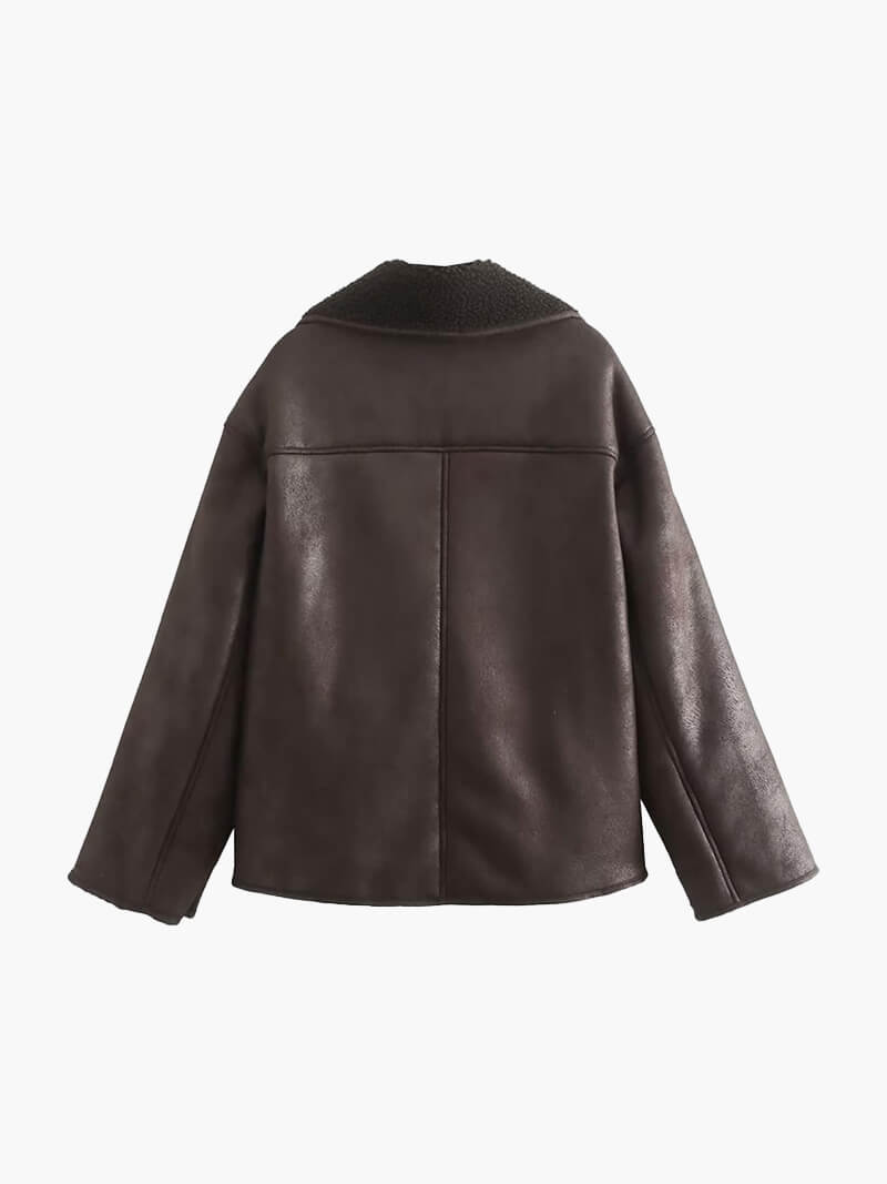 EB | Stilvolle Jacke mit Kunstleder und Fleece Details