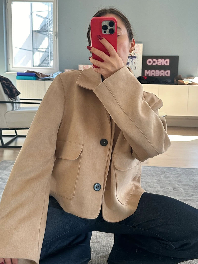 EB | Wildlederjacke Klassische Kurzjacke mit Taschen
