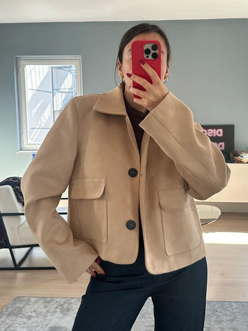 EB | Wildlederjacke Klassische Kurzjacke mit Taschen