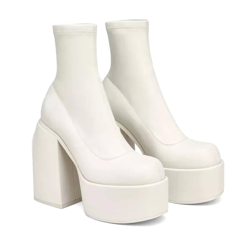 EB | Plattform Stiefel – High Heel – Sock Fit – Chunky Sohle – Modisch Vorwärts