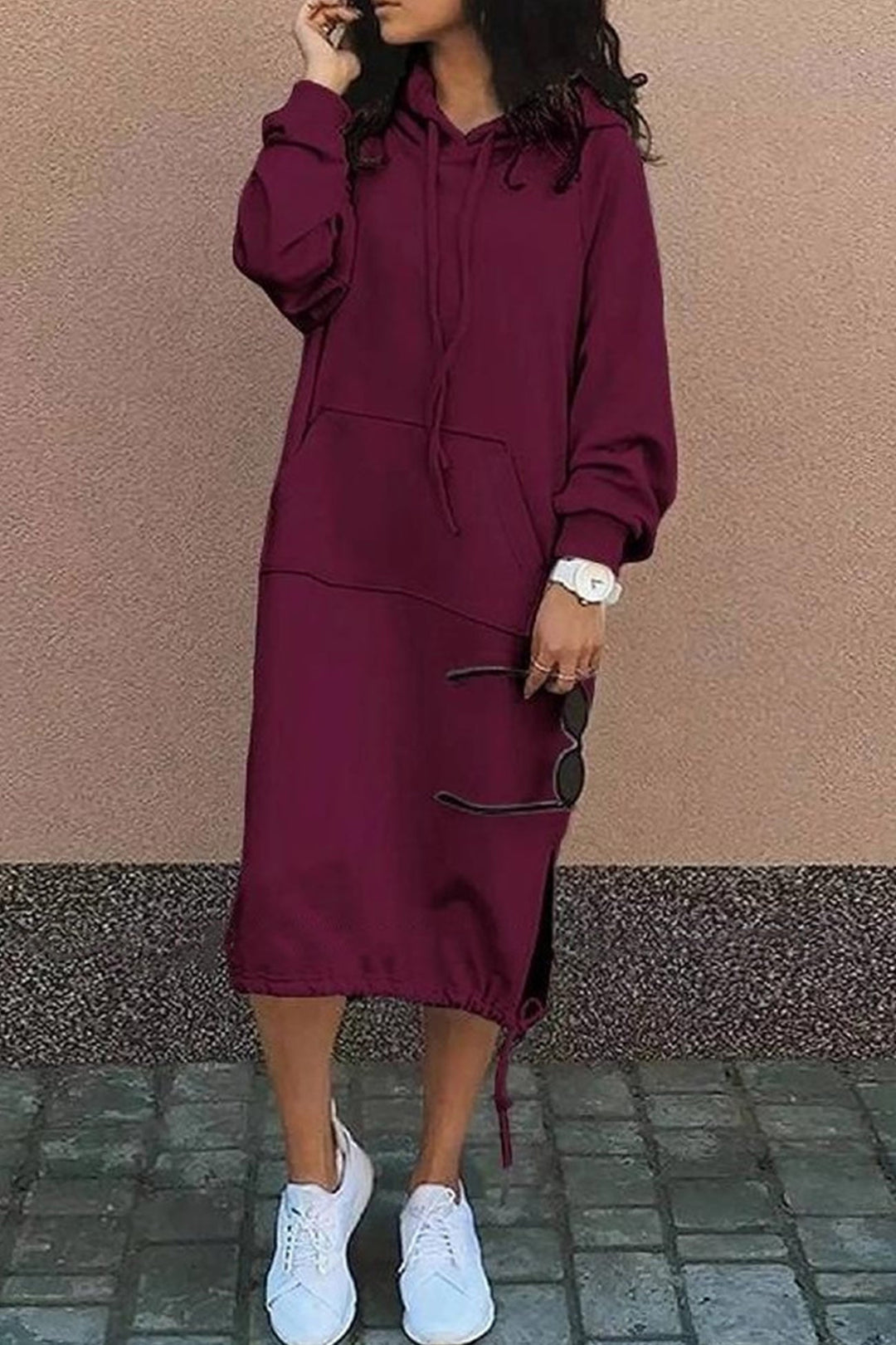 EB | Kapuzenpullover Kleid Knielang