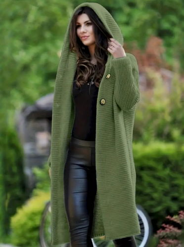 EB | oversized gestrickter Hoodie Mantel - trendiger langer Damen Cardigan