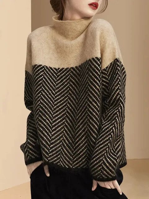 EB | Geteilter Weicher Pullover mit Mittlerem Kragen