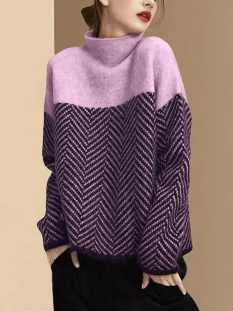 EB | Geteilter Weicher Pullover mit Mittlerem Kragen