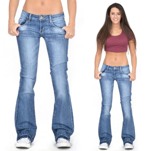 EB | Damen Low Rise Flared Jeans: Lässige Vintage Skinny Bell Bottom Jeans