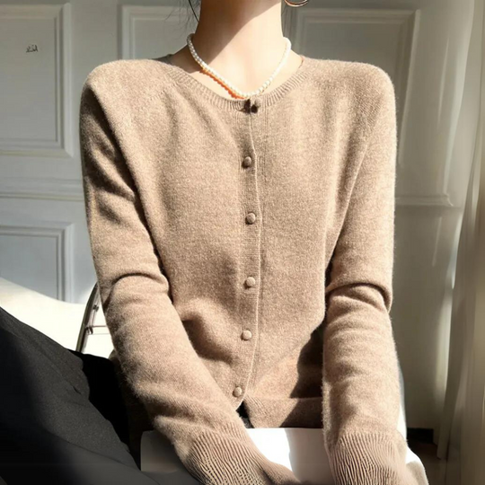EB | Damen Pastell Cardigan mit Rundhalsausschnitt und langen Ärmeln